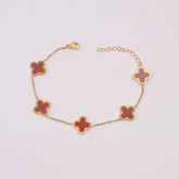 Womens Golden Chain Bracelet Red